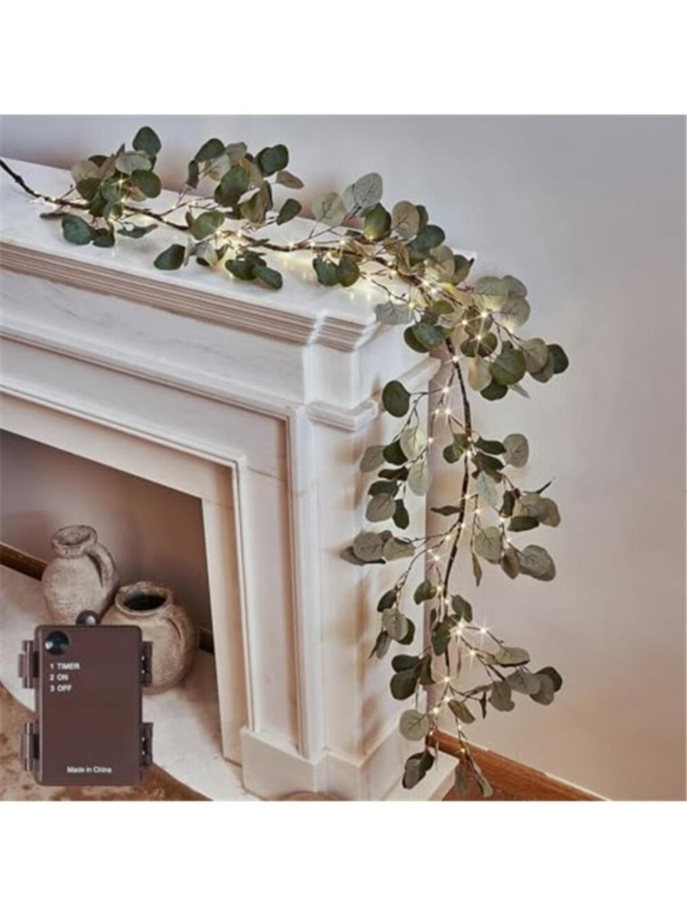 Pre Lit Eucalyptus Garland 6FT LED Fairy Lights Artificial Greenery Decor